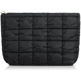 dannad beauty Cosmetiquera Acolchada con Diseño Cuadriculado, Portátil para Maquillaje (Negro)