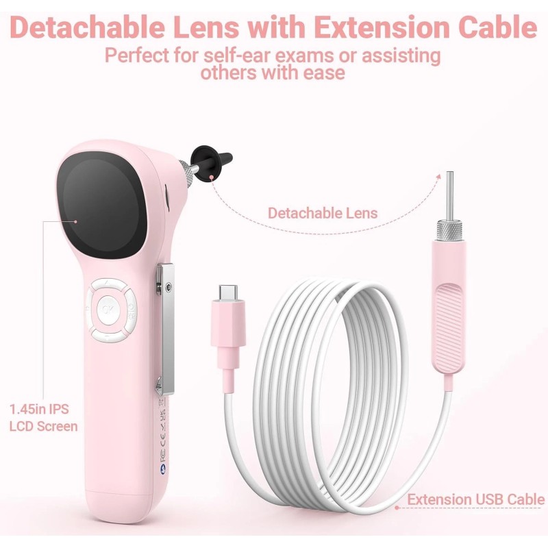 ScopeAround 3.9mm Smart Video Otoscope Camera w/ 1.45" IPS Screen