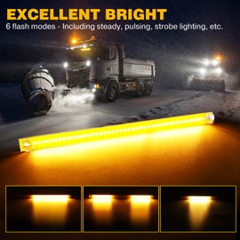 12Inch Mini Emergency Strobe Lights, Amber 44 LED Warning Flashing Safety Dash Front/Rear Windshield Lights for Construction Vehicles Trucks