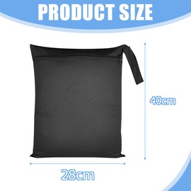 XUZOPIM Pack of 2 Wet Bags Wetbag Swimming Goods Waterproof Wet Bag with Zip Reusable Dirty Clothing Bag Organiser for Swimsuits Beach Towel, Sportswear, 40 cm x 28 cm, Black, Plain