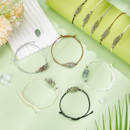 UNICRAFTALE 10Pcs 5 Colors Empty Stone Holder Bracelet Adjustable Crystal Cage Quartz Rope Double Netted Gemstone Replacement Netted Cord Double Layered Bracelet for DIY Birthday Women Jewelry Making