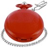 Red Smooth Cover Quartz Pocket Watch, Fashionable Roman Digital White