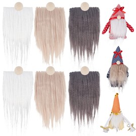 GORGECRAFT 21 Pieces Gnome Beard Unfinished Wooden Balls Braids Dwarf Beard Kit Faux Fur Beard Hair Set for DIY Handmade Gnome Sewing Craft Patches Easter Christmas Party Supplies