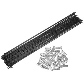 X AUTOHAUX 36pcs Bicycle Carbon Steel Spokes 14G 288mm with Nipples Black