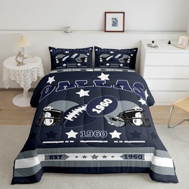 Feelyou American Football Bedding Set Full Size Dallas Comforter Set for Boys Girls Football Fans Gifts Duvet Quilt Rugby Sports Room Decor