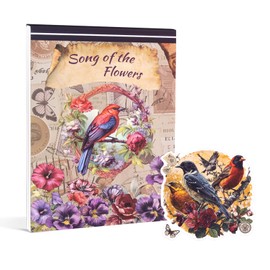 Dizdkizd 177 Pre-Cut Flower and Bird Scrapbook Sticker Book for Adults and Teens, Nature Themed Vintage Aesthetic Sticker Set, Journaling Supplies, Ephemera for Junk Journals