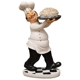WINOMO Chef Figures Decorative Kitchen Chef Figure Chef with Pasta Baker Decorative Figure Resin Sculpture Desktop Ornaments Kitchen Restaurant Café Bar Bakery Decoration Gift Style 2