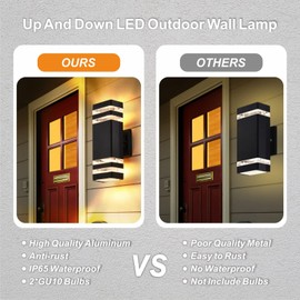 DASTOR Modern Outdoor Wall Light, Black Outdoor Light Fixture Wall Mount, Body in Aluminum Exterior Lights for House, Up and Down Lights Outdoor Sconces Wall Lighting for Porch Patio Garage