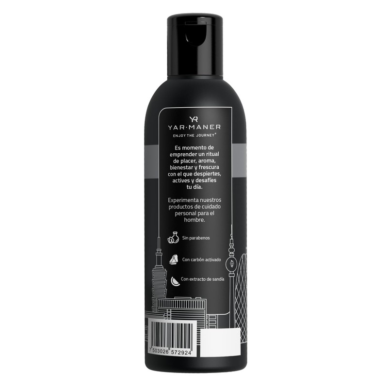 Shampoo con carbón activado para el hombre YARMANER, 400ml, Limpieza