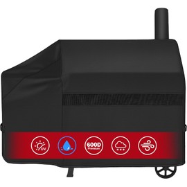 iCOVER Offset Smoker Cover 60 inch Charcoal Pellet Grill Covers Heavy Duty Waterproof 600D BBQ Smokers Protection for Brinkmann for Char-Broil for Weber, Nexgrill, New Braunfels for Oklahoma Joe's