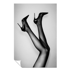 Panther Print Fine Art Prints Black & White Woman in High Heels shoes Artistic Unframed Poster, Pictures for Home Walls, Bedroom, Living Room & Bathroom Decor 31x20cm (12x8in)