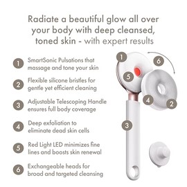 GESKE LED Sonic Full-Body Brush | 9 in 1 | Cepillo limpiador corporal y exfoliante intensivo con LED | Pulsaciones SmartSonic | Masaje y limpieza prof