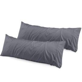 Utopia Bedding Body Pillow Cases - 2 Pack - Envelope Closure - Soft Brushed Microfiber Fabric - Shrinkage and Fade Resistant Pillow Covers 21 X 54 Inches (Body, Grey)