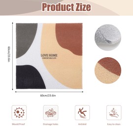 Fecialy Loofah Shower Mat, Non-Slip Anti-Mould, 60 x 60 cm, Soft PVC Shower Bath Mat with Drain, Quick-Drying Bathroom Mats for Indoor Shower, Wet Areas