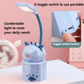 Atigmdc LED Desk Lamp - Small USB Rechargeable Night Light, Foldable Study Lamp for College Dorm, Bedside, Cordless Mini Desk Light with Eye-Caring Glow, Portable (Yellow)