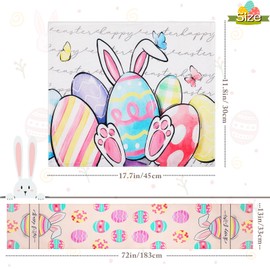 Bigqin Table Runner with 4 Pieces Placemat Easter Linen, Happy Easter Egg Cartoon Element, Decorations for Dining Room Kitchen Cafe Home Indoor Bar Party