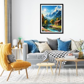 QENSPE 5D Diamond Painting Landscape Diamond Painting Picture Kit Adults, Nature Scenery Diamond Art Set DIY Full Diamond Art Painting Cross Stitch Set Home Wall Gift Decor 30 x 40 cm