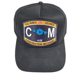 HnP US Navy Seabee Construction Mechanic (CM) HAT - Black - Veteran Owned Business