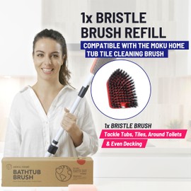 Moku Home Replacement Scrubber Refill for Moku Home Extendable Tub Tile Shower Scrubber for Cleaning Non-Scratch (1x Bristle Brush Red)