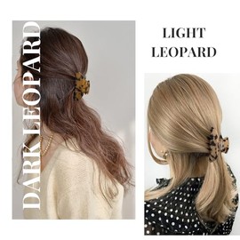 2 pinzas para el pelo de leopardo y carey para mujeres y niñas. Pinzas de acetato vintage de tamaño mediano, accesorios de estilo francés para cabello