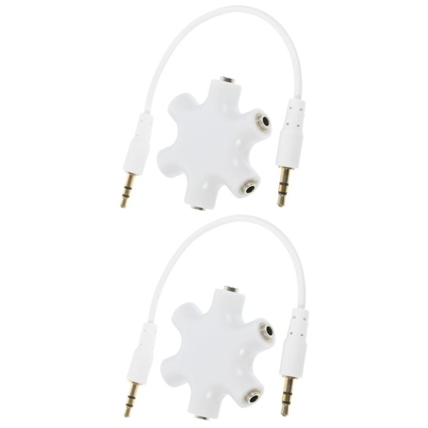 KICHOUSE 2pcs Hexangular Headphone Jack Splitter Way Port Female Audio