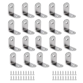 BuxiuGK Pack of 20 Angle Brackets 30 x 30 x 16 mm 90 Degree Stainless Steel L Right Angle Connector with 40 Screws, Thickness 2 mm, Silver