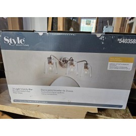 Style Selections 3 Light Vanity Bar Brushed Nickel Clear Glass New in Box