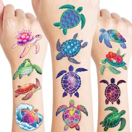 Turtle Temporary Tattoos for Kids - Colorful Designs, 96 PCS - Perfect for Turtle Themed Birthday Party Supplies Decorations Favors Decor – Fun Cute Ocean Stickers Tattoo Gifts for Boys Girls Prizes