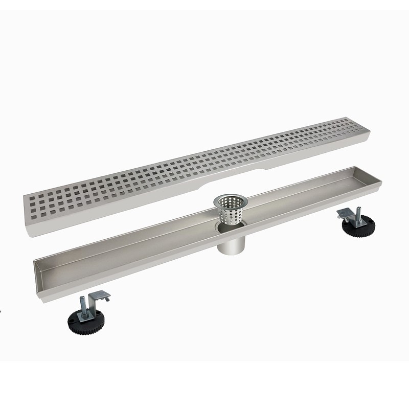 TECFORG 24 Inch Linear Shower Drain Brushed Recatngular Floor Drain,SUS304