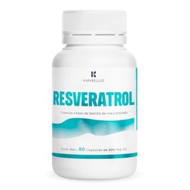 Resveratrol, Cápsulas de 500 mg, 80 Cápsulas por Frasco Karabellus