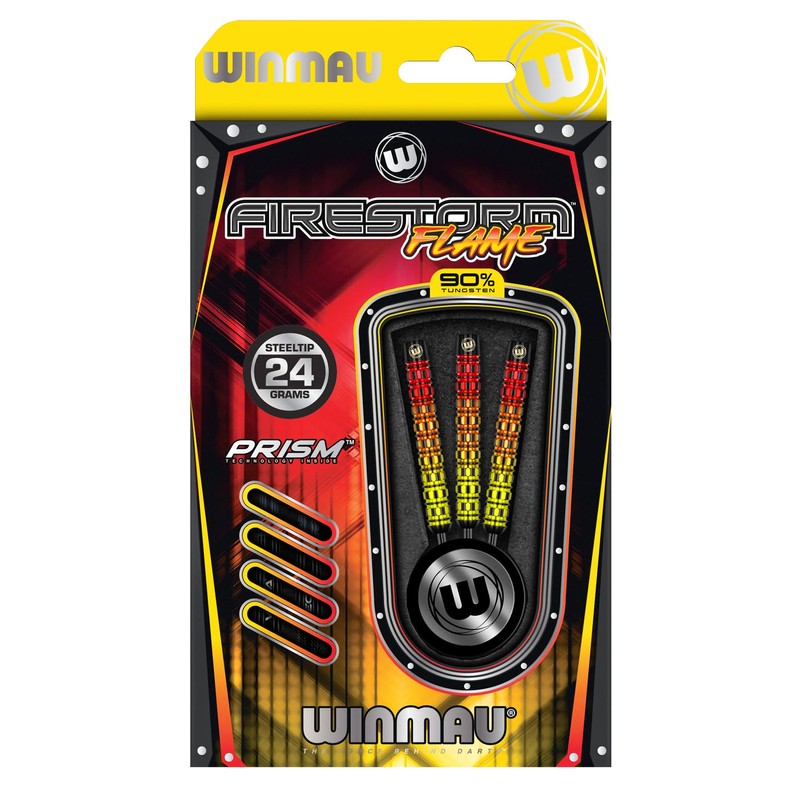 WINMAU Firestorm Flame 24 Gram Professional Tungsten Darts Set with