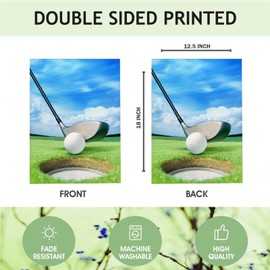 Mugod Play Golf Ball Garden Flag 12.5x18 Inch Double Sided Outside, Ball Hole on Golf Course Green Grass Seasonal Farmhouse Yard Outdoor Flag