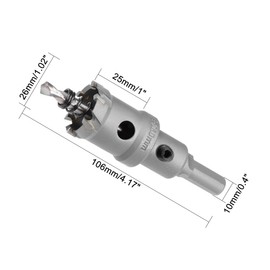 sourcingmap Carbide Hole Saw Drill Bit, 26mm Hole Cutter for Stainless Steel Alloy Cast Iron Copper Metal Sheet, with Limit Step