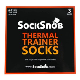 Sock Snob Pack of 3 Men's Winter Short Trainer Thermal Socks with Inner Fleece, Tts Black