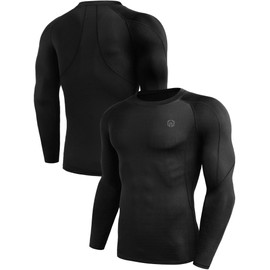 Neleus Men's 3 Pack Compression Workout Long Sleeve Shirts,5030,Black,Grey,Red,US S,EU M