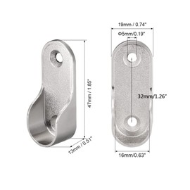 TOP-VIGOR 16mm Dia Oval Closet Rod End Supports, Zinc Alloy 4Pcs Wardrobe Rail Bracket, Hanging Rail Rod Fittings Wardrobe Flange Bracket Holder