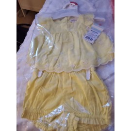 Cat & Jack Baby Girls' Eyelet Bloomer Top & Bottom Set - Cat & Jack Light Yellow  NEWBORN
