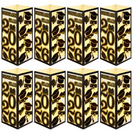 gisgfim 8Pcs Light Up Graduation Centerpieces Graduation Party Decor Class of 2026 Graduation Lantern Boxes with LED Graduation Table Decor for College School Congrats Graduation Party Supplies（Black）