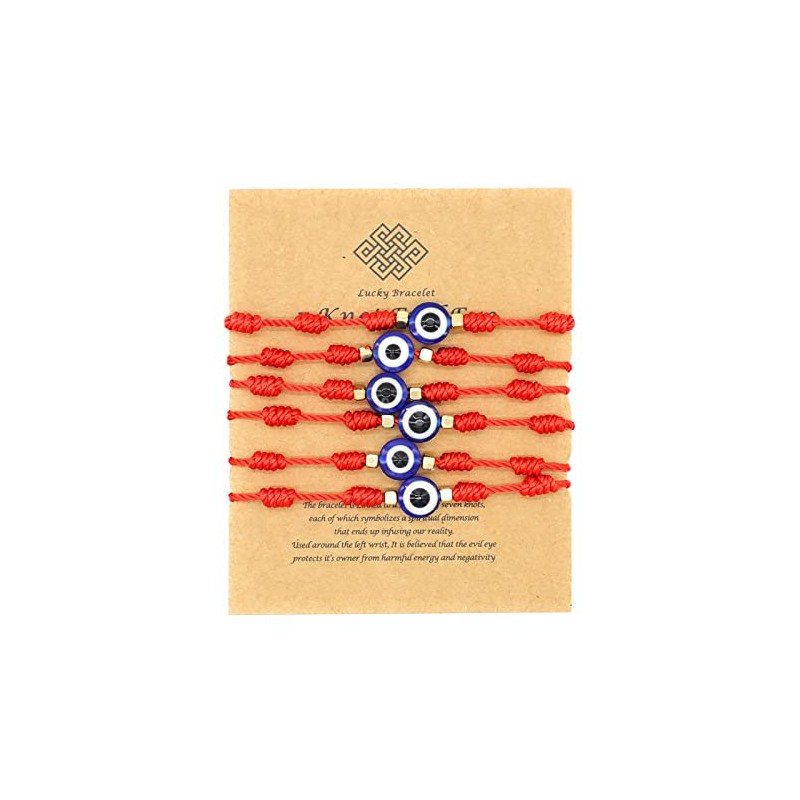 Jasimkiss Evil Eye 7 Knot Lucky Bracelets Adjustable Red String