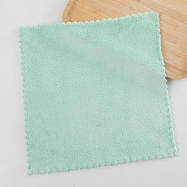 DJDBaihuo 20 Pack High Density Coral Fleece Multifunctional Square Small Hand Wipe Kitchen Office Car Courtyard Glass towelFace (Green)
