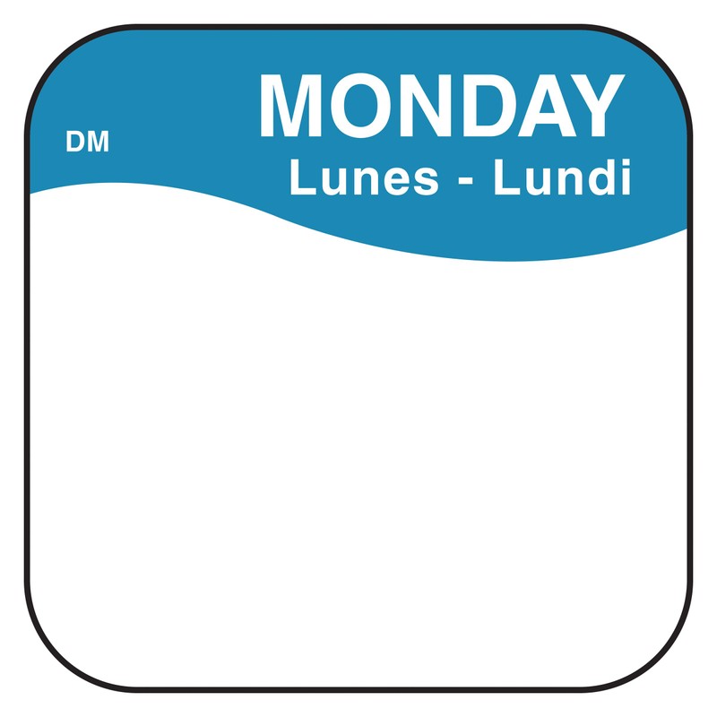 DayMark Day of the Week Dissolvable Label, Monday, 3/4" x