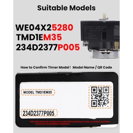 WE04X25280 TMD1EM35 234D2377P005 Dryer Timer Compatible for GTD33EASK0WW GTX22EASK0WW GTX33EASK0WW HTX21EASK0WW GE/Hotpoint Dryer Replacement Part OEM Upgraded Dryer Timer, 1 Year Warranty