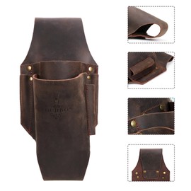 Tourbon Genuine Leather Felling Wedge Bag 5 Pockets Waist Bag Chainsaw Wrench Tool Holster for Cutting Trees