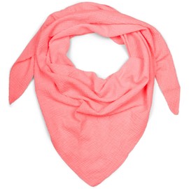 styleBREAKER Ladies Cotton Muslin Triangle Scarf Unicoloured, Muslin Scarf, Light Scarf 01020044, Colour:Neon coral