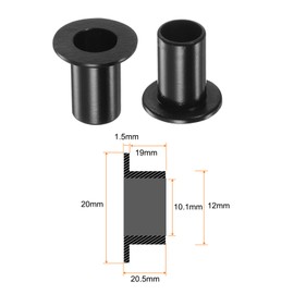 sourcing map 4pcs Flanged Sleeve Bearings 10.1mm Bore 12mm OD 20.5mm Length Nylon Bushings for Shaft, Black