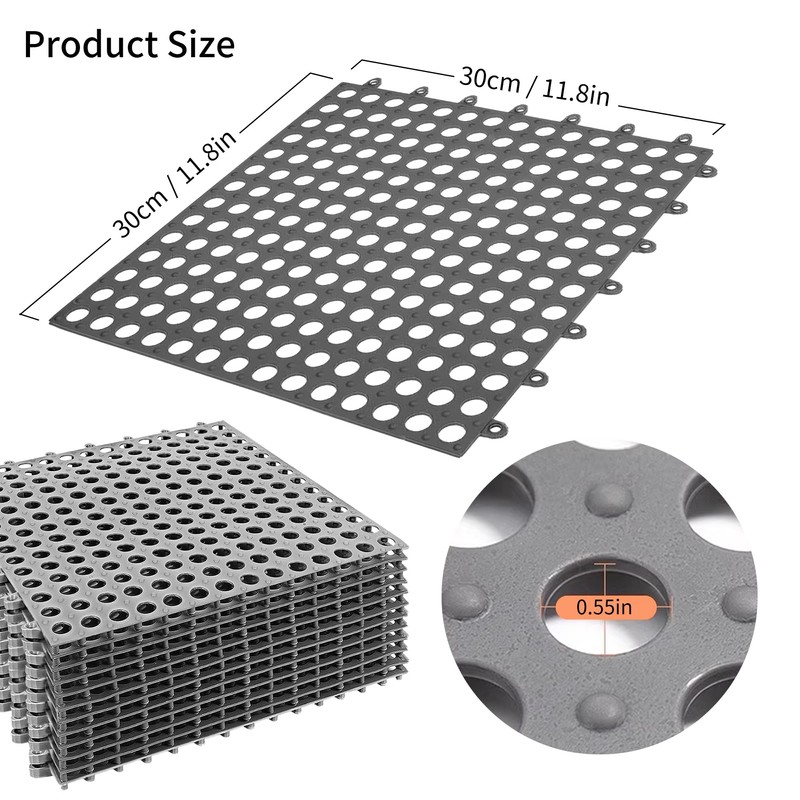 12Pack Interlocking Floor Tiles Soft PVC Non Slip Shower Floor