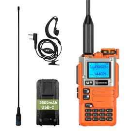 QUANSHENG UV-K5(8) Two Way Radio Long Range UV-K6 Walkie Talkie NOAA Weather Forecast DTMF Hanheld Radio UV-K5 8 USB-C Charging Orange with 3500mAh USBC Battery