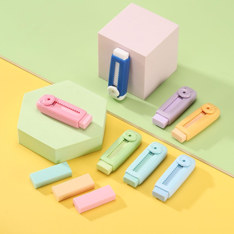 PATIKIL 8pcs Erasers, Sliding Elastic Eraser Push Pull Cute Pencil