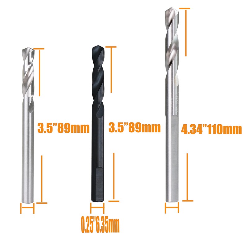 Wowsupm GDR-12PCS 1/4" 1/4" HSS Pilot Drill Bit Set for
