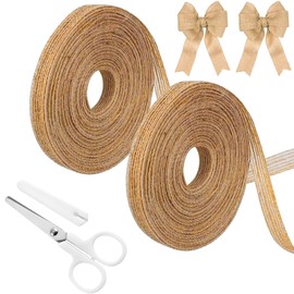 20 m Jute Ribbon, 1 cm Gift Ribbon Wide, Jute Ribbon Wide, Decorative Ribbon Jute for DIY Crafts Packaging, Gift, Wedding, Christmas, Dining Table, Autumn Wreath, Bouquet Decoration (10 m Rolls)